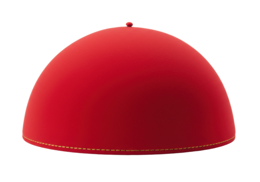 Isolated Red zucchetto with trim, ecclesiastical head covering, traditional Catholic clerics attire