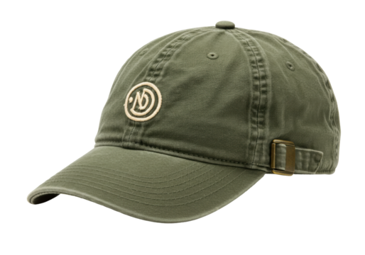 Isolated faded olive green ballcap with an adjustable strap for men and women casual wear