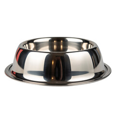 Stainless Steel Pet Bowl with Reflective Surface and Wide Rim dog bowl cat bowl isolated on a transparent background