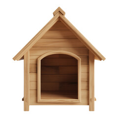 Wooden Dog House with Gable Roof and Arched Entrance kennel pet shelter isolated on a transparent background