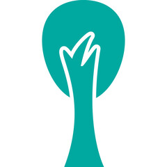 Stylized Teal Tree Silhouette Isolated On White Background Simple Vector Graphic