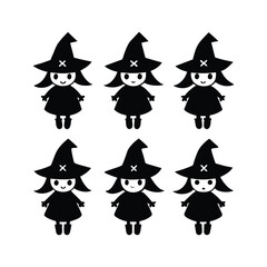 Set of Witch Vector Illustrations on White Background