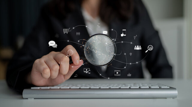 Visualization of global digital communication and online across multiple platforms, including global network, digital network, communication network, and online network. Latch