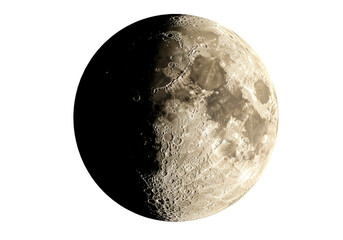 Isolated Half Moon Showing Lunar Craters in the Night Sky during Waxing Gibbous Phase