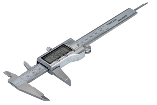 Angled vioew of a digital caliper for measuring