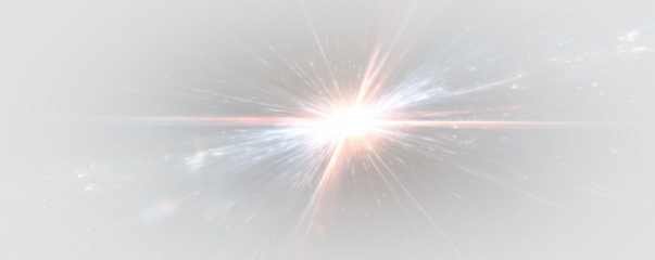 White sparkle light effect with glowing rays and lens flare on a transparent background. Perfect PNG for futuristic, festive, or abstract digital designs.	