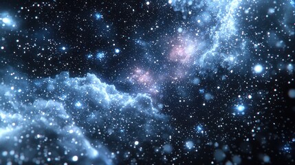 Naklejka premium Cosmic Nebula Glowing gas clouds and stars in deep space, background suitable for science or fantasy