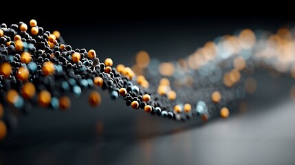 Abstract representation of molecular structure with glowing particles.