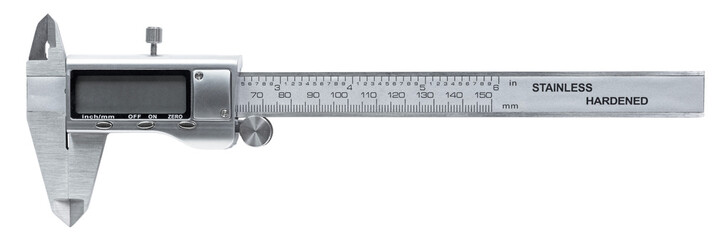 Caliper with an LCD display closed and turned off