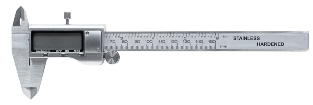 Caliper with an LCD display closed and turned off