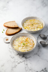 Thick vegetable soup with rice