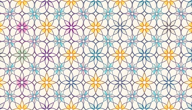 Colorful floral pattern with overlapping circles and soft color gradients on off-white backdrop