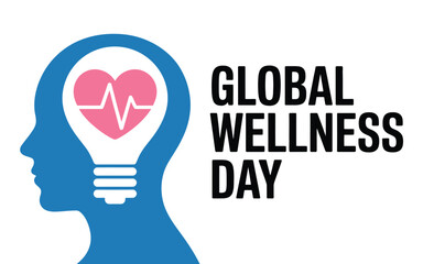 Global Wellness Day Brain Lightbulb Heart Symbol health