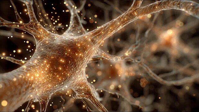 Thiamine (Vitamin B1) Supporting Healthy Nervous System and Neural Transmission, Detailed Neuron Visualization