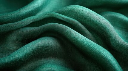Teal fabric drapes, texture close-up, studio shot, soft folds