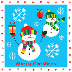 Cute snowman for Christmas card, gift bag or box design
