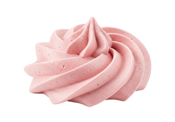 Isolated pink frosting swirl for bakery decoration. Cake, cupcake, pastry, dessert topping