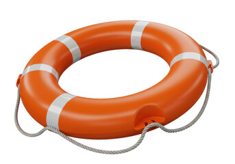 Isolated orange life preserver for water safety, coast guard, marine, sea rescue assistance