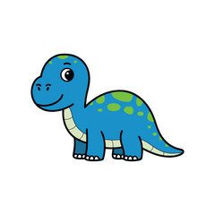 Cute Blue Cartoon Dinosaur with Green Spots