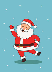 Funny Dancing Santa Claus — Cute Christmas Vector Illustration