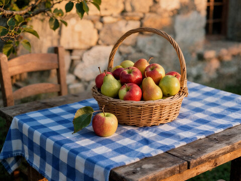 Ein frischer Obstkorb mit &Auml;pfel und Birnen