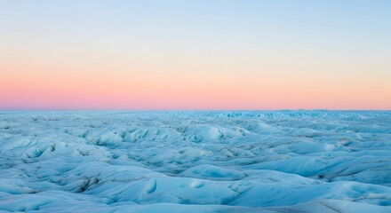 Expansive frozen plain under pastel dawn hues, creating a tranquil aesthetic suited for branding, wallpapers, or meditative visuals.