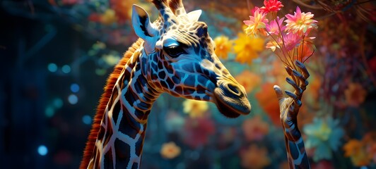 A giraffe , a small creature made of glass that is sitting in the palm of your hand,generative AI