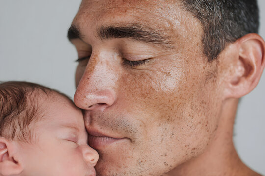 portrait of a happy father with child