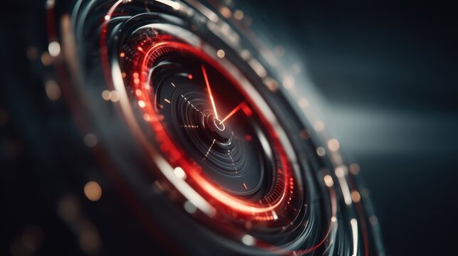 Futuristic digital clock display virtual environment 3d animation high-tech design close-up time measurement concept