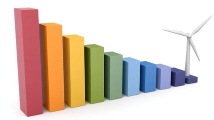 Growing bar graphs representing renewable energy trends in urban environments digital art modern viewpoint