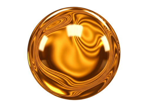 Golden egg with swirling patterns isolated on transparent background