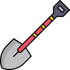 Shovel Colored Outline Icon – Gardening, Construction, Digging Tool Symbol