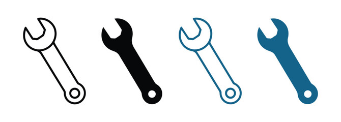 Handyman's Essentials Four Wrenches in Black and Blue for DIY Projects, Home Repairs and Maintenance, Perfect for Tech Support, Construction, and Mechanical Solutions with Essential Tools