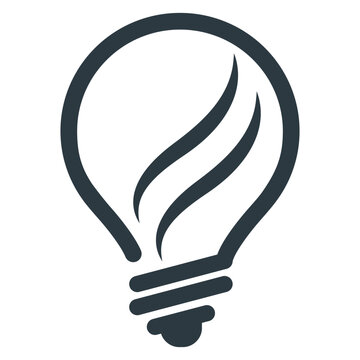 Light bulb with flame minimalist icon.