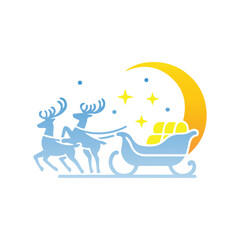 Christmas Sleigh Ride with Reindeer Under the Moon