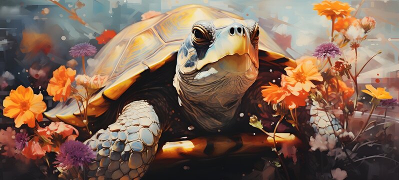 A turtle , a small creature made of glass that is sitting in the palm of your hand,generative AI