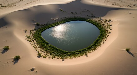 The serene beauty of a solitary desert pond.