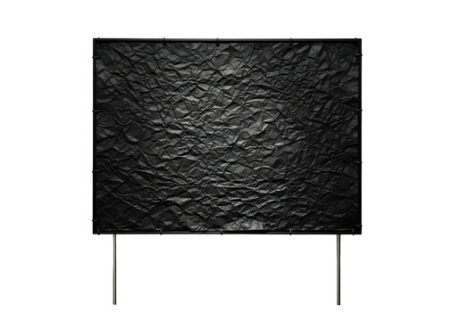 Black textured yard sign with metal stakes isolated on transparent background