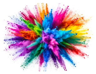 Vibrant explosion of pulverized colored powder