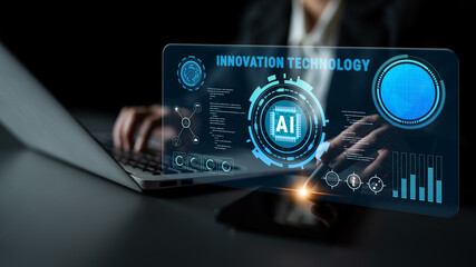 Innovation technology driven by Artificial Intelligence (AI). A concept of future tech development,...