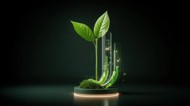 Growth dynamics green plant development in a lab environment scientific visualization dark theme