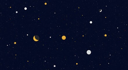 Celestial Night Sky with Stars, Moon, and Planets.