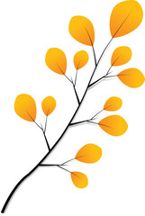 Modern minimalist yellow leaf branch illustration on white background botanical vector design