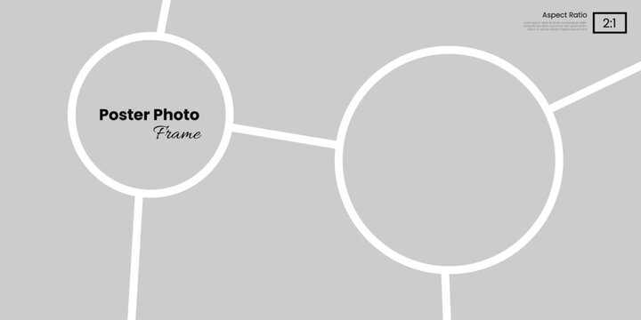 Horizontal 2:1 poster template featuring blank photo collage with dual circle frames