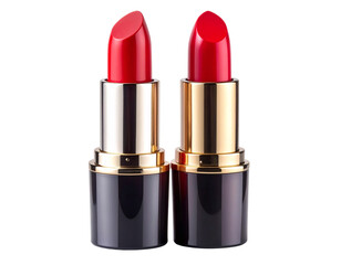 Fototapeta premium Open Red Lipstick Standing Upright, Front View, Natural Shadow, Isolated PNG 