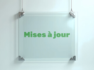 Mises à jour Text on Transparent Glass Board, Software Updates and System Maintenance Concept