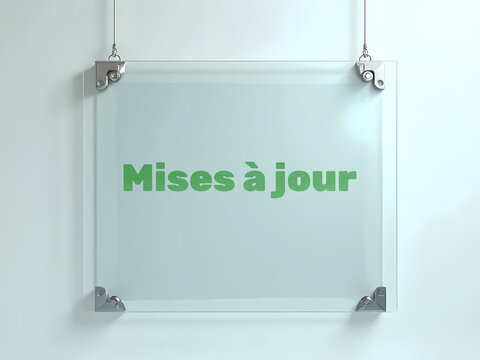 Mises à jour Text on Transparent Glass Board, Software Updates and System Maintenance Concept