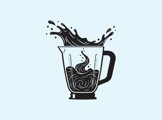 Dynamic Blender Icon with Swirling Liquid Motion in Flat Design
