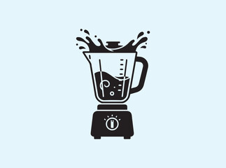 Solid Black Blender Vector with Splash Effect and Clean White Background
