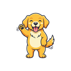 Fototapeta premium Happy cartoon dog waving hello friendly and cute character